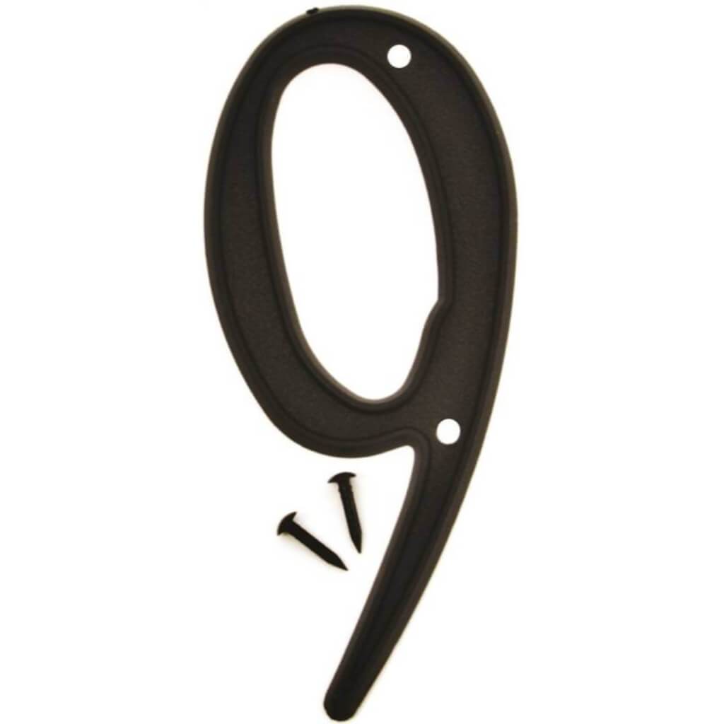 Black Plastic Number 9 4in 