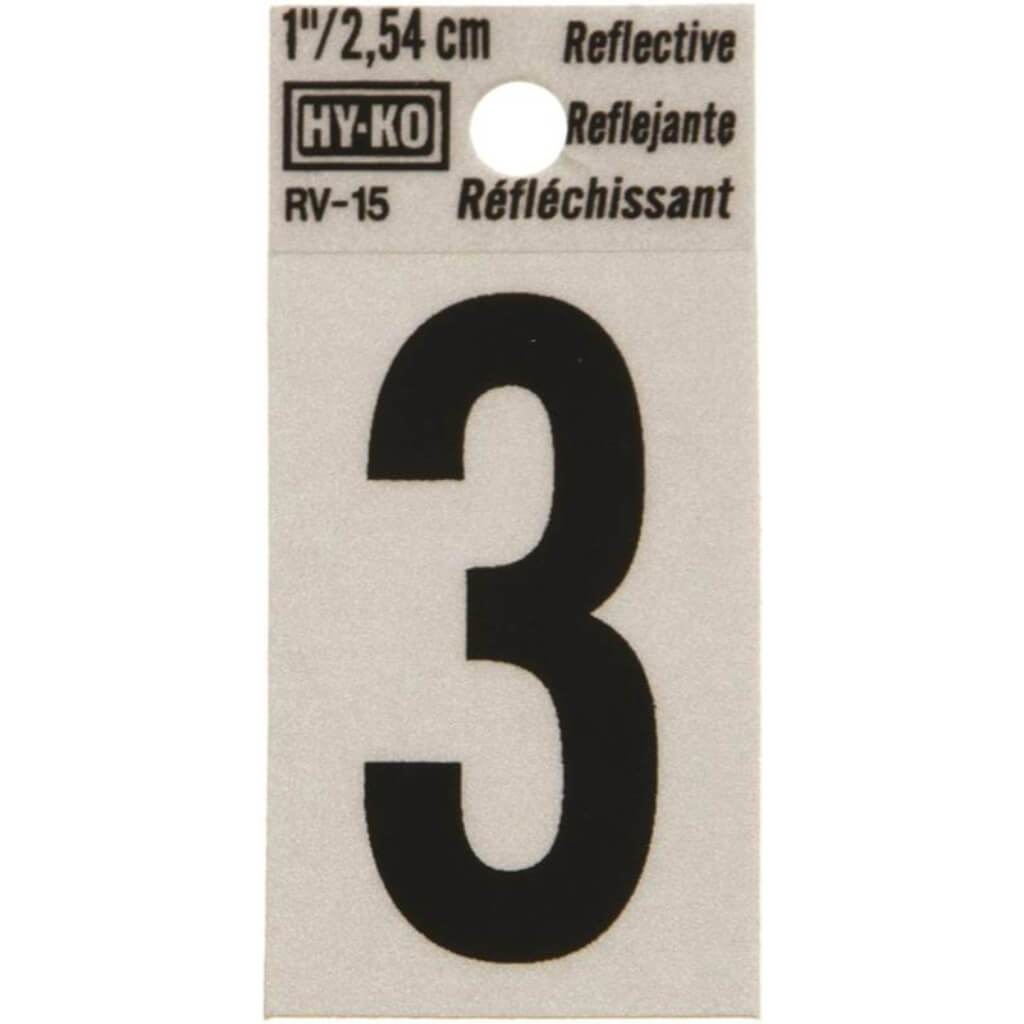 REFLECTIVE NUMBER 3 1.25IN 