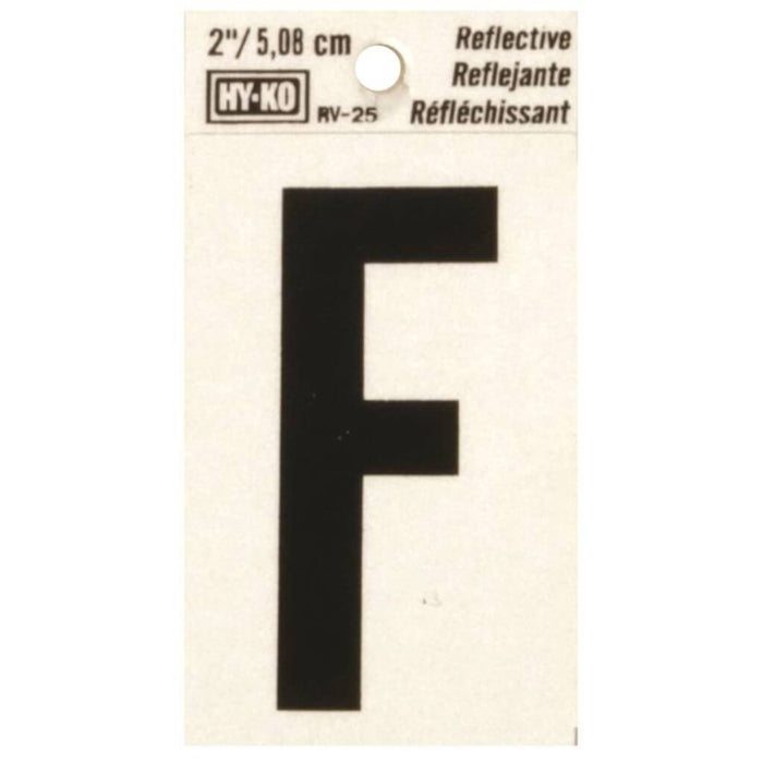 Reflective Letter, Character F, 2 in H Character, Black Character 
