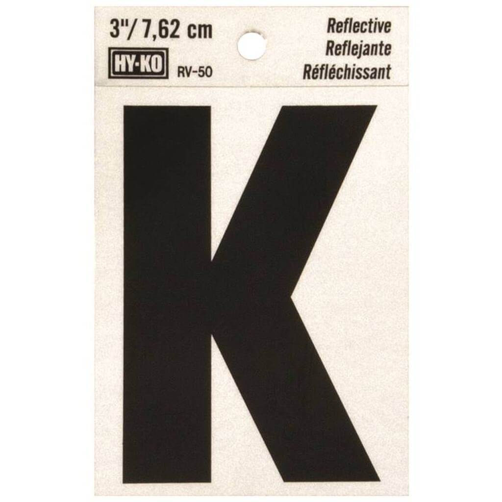 REFLECTIVE LETTER K 3IN 