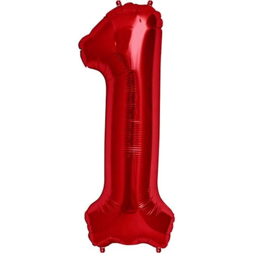 Foil Balloon Number 1  34in Red