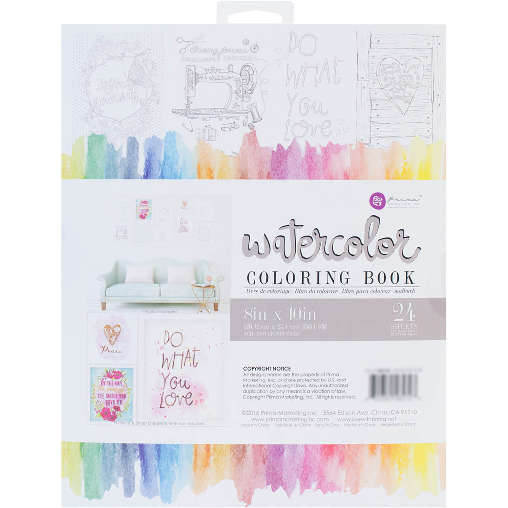 Prima Marketing 8 x 10 Watercolor Coloring Book