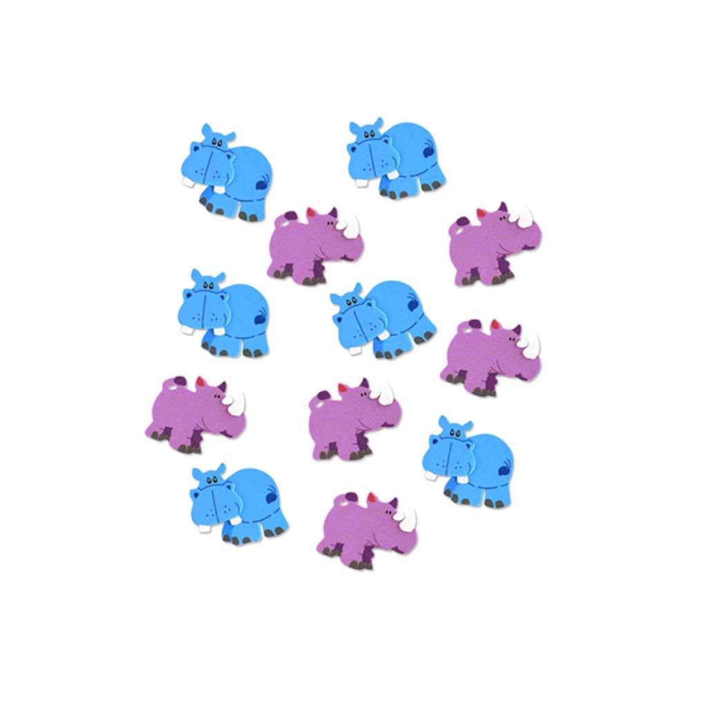 3D FOAM-FUN ANIMAL STICKERS RHINO &amp; HIPPO 