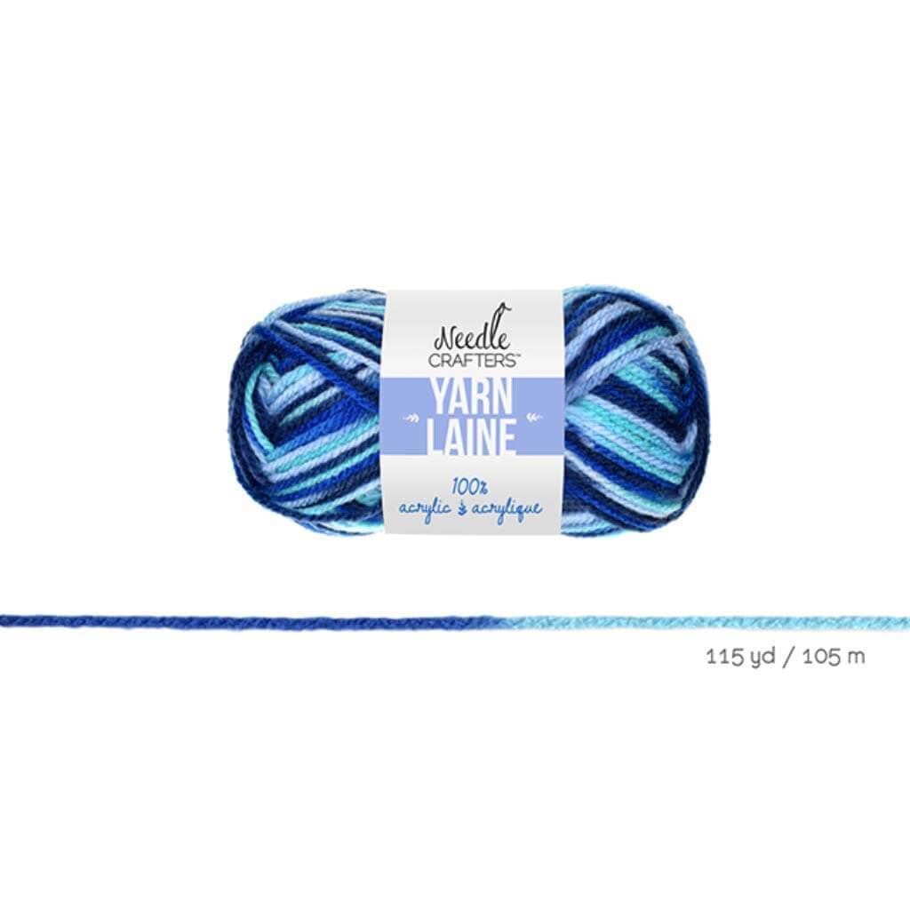 ACRYLIC YARN MULTI-DYED BALL SHADES OF BLUE 50G 