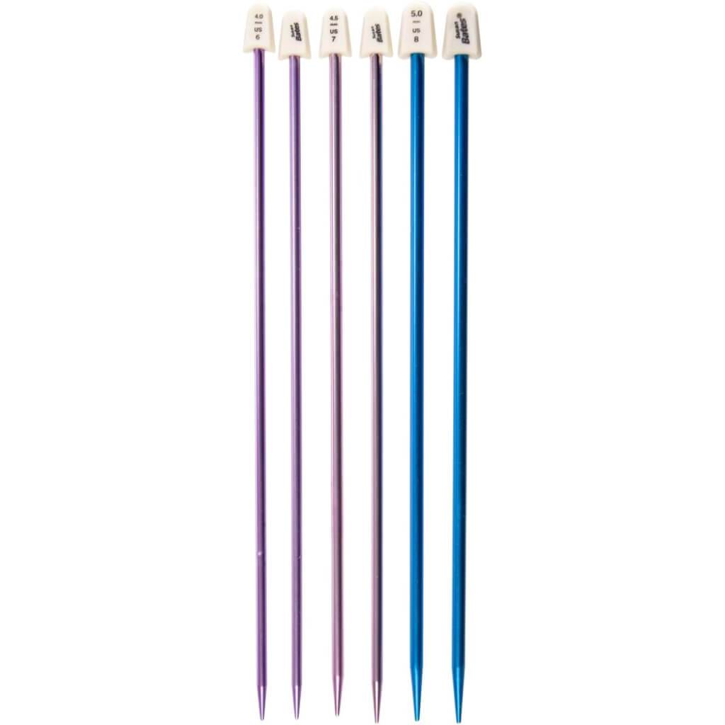 Silvalume Single Point Knitting Needles 10in Gift Set Sizes 6 To 8