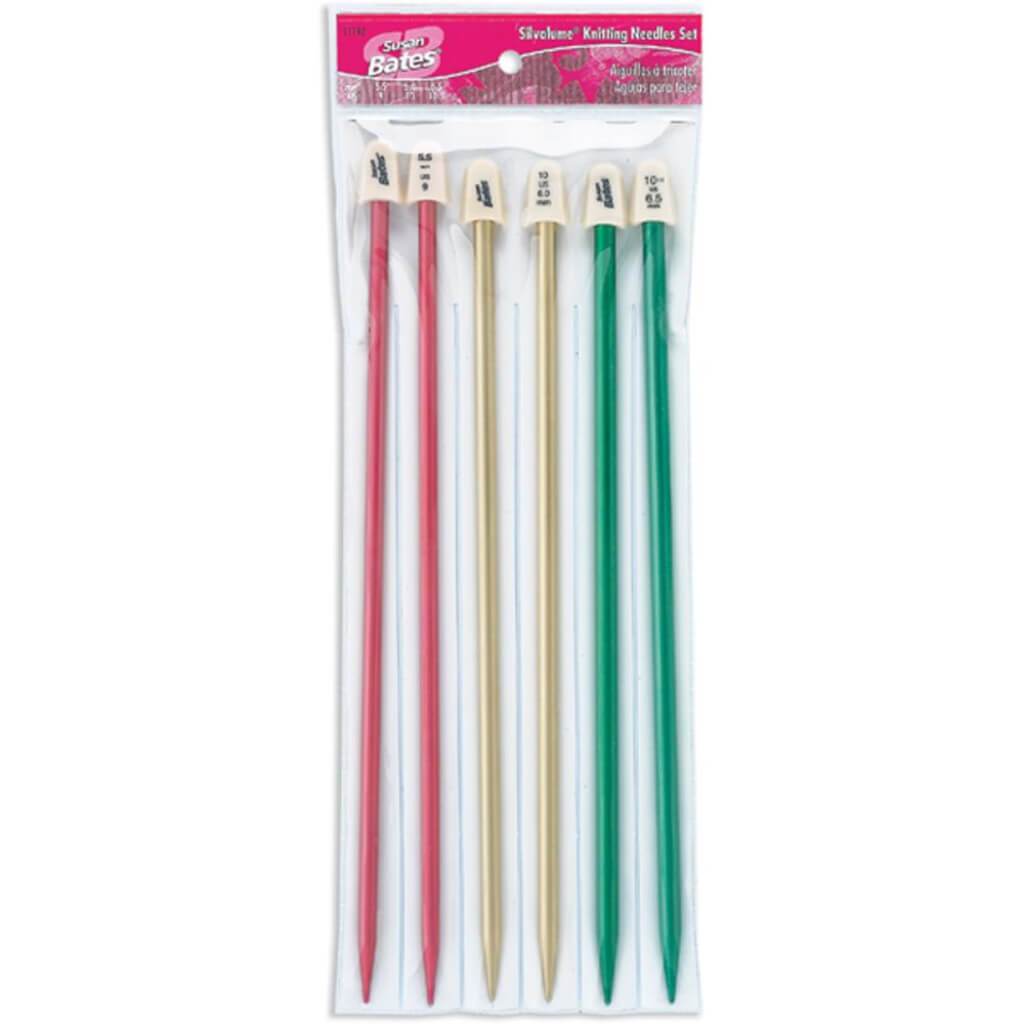 Silvalume Single Point Knitting Needles 10in Gift Set Sizes 9 To 10.5