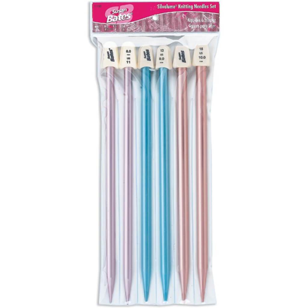 Silvalume Single Point Knitting Needles 10in Gift Set Sizes 11 To 15