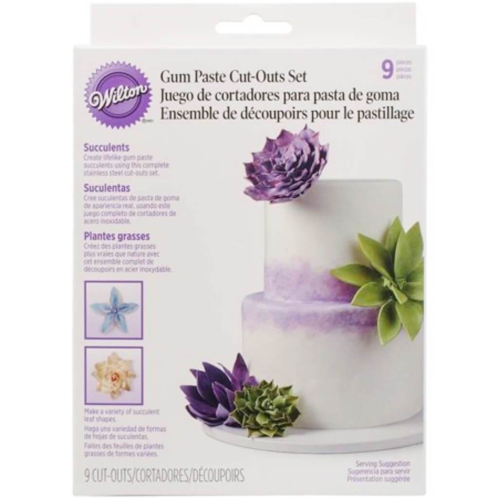 Gum Paste Cutouts 9/Pkg Succulents