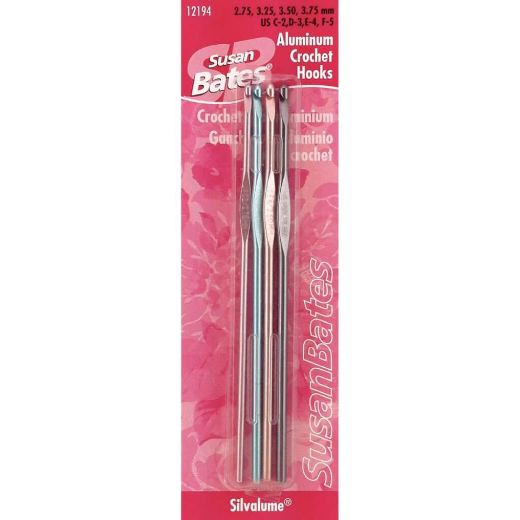 Silvalume Aluminum Crochet Hook Set Sizes C2 To E4