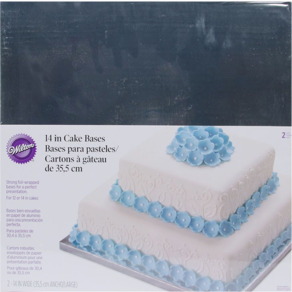 Cake Bases 14in Square Silver 2/Pkg