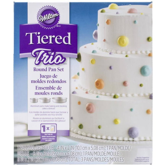 Tiered Trio Cake Pan Set Round 4in 6in & 8in