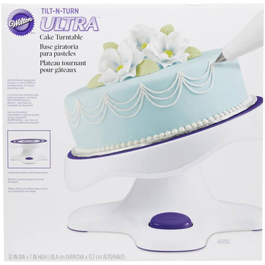 Tilt-N-Turn Ultra Cake Turntable 12in Round Purple &amp; White