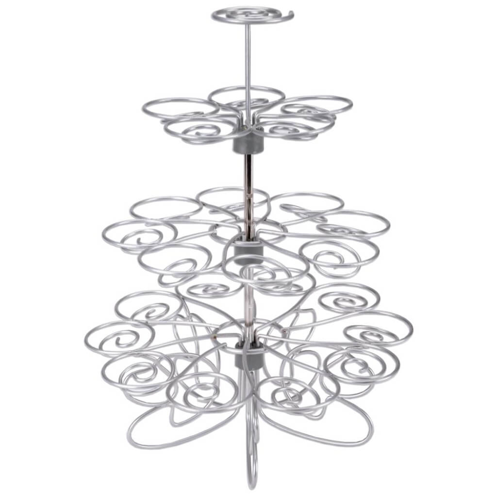 Cupcakes 'N More Mini Dessert Stand Silver 10.5in x 9in Holds 24 Mini Cupcakes