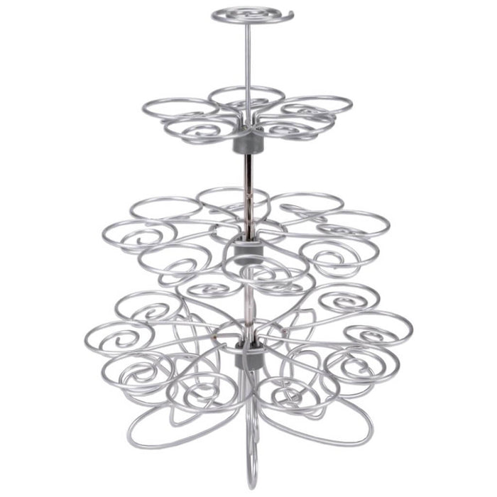 Cupcakes 'N More Mini Dessert Stand Silver 10.5in x 9in Holds 24 Mini Cupcakes