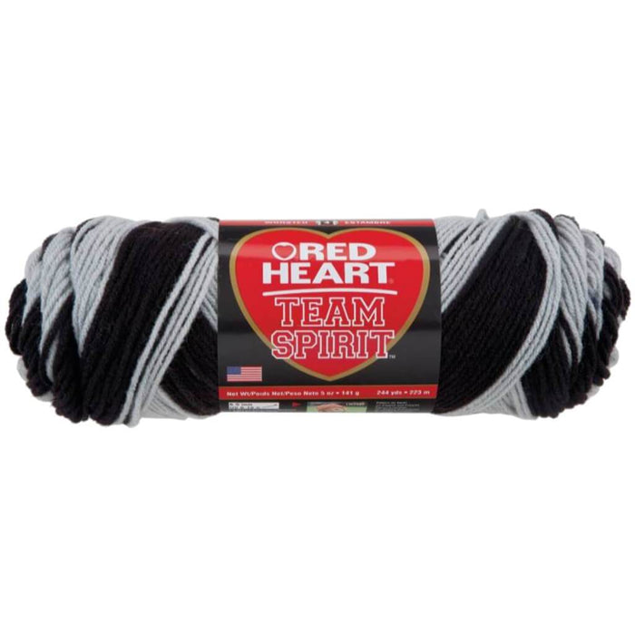 Red Heart Team Spirit Yarn Black & Grey