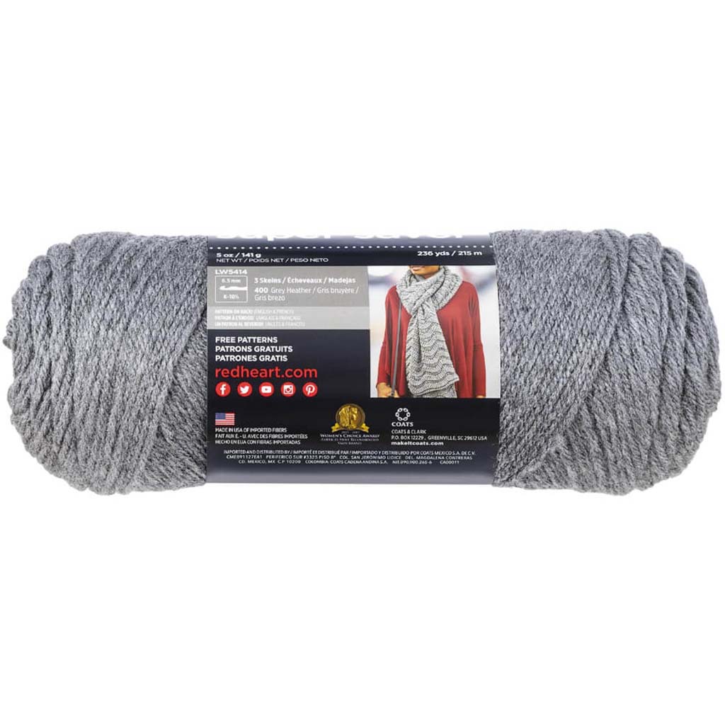 Red Heart Super Saver Yarn Grey Heather