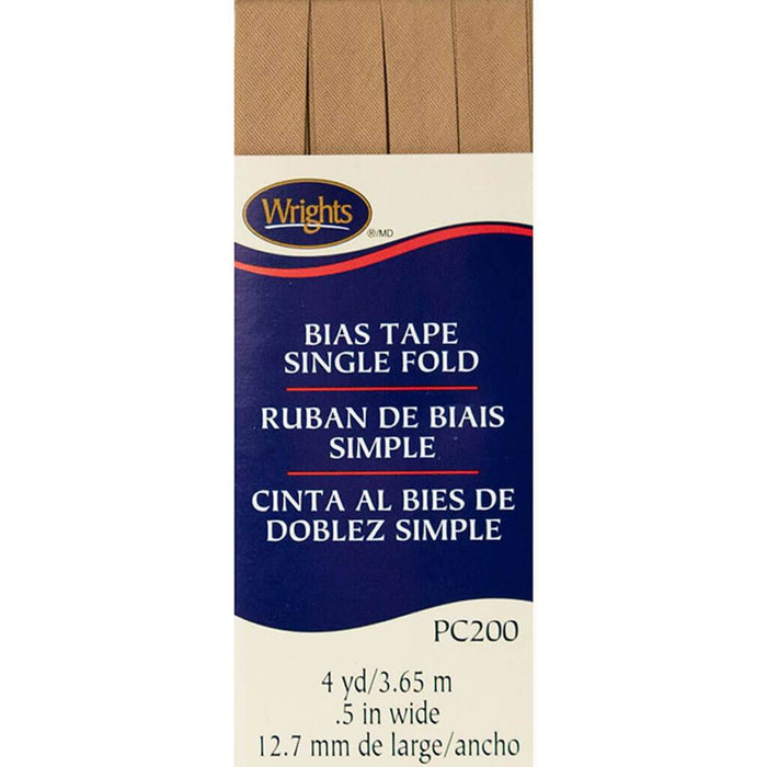 Wrights Single Fold Bias Tape .5in x 4yd Tan