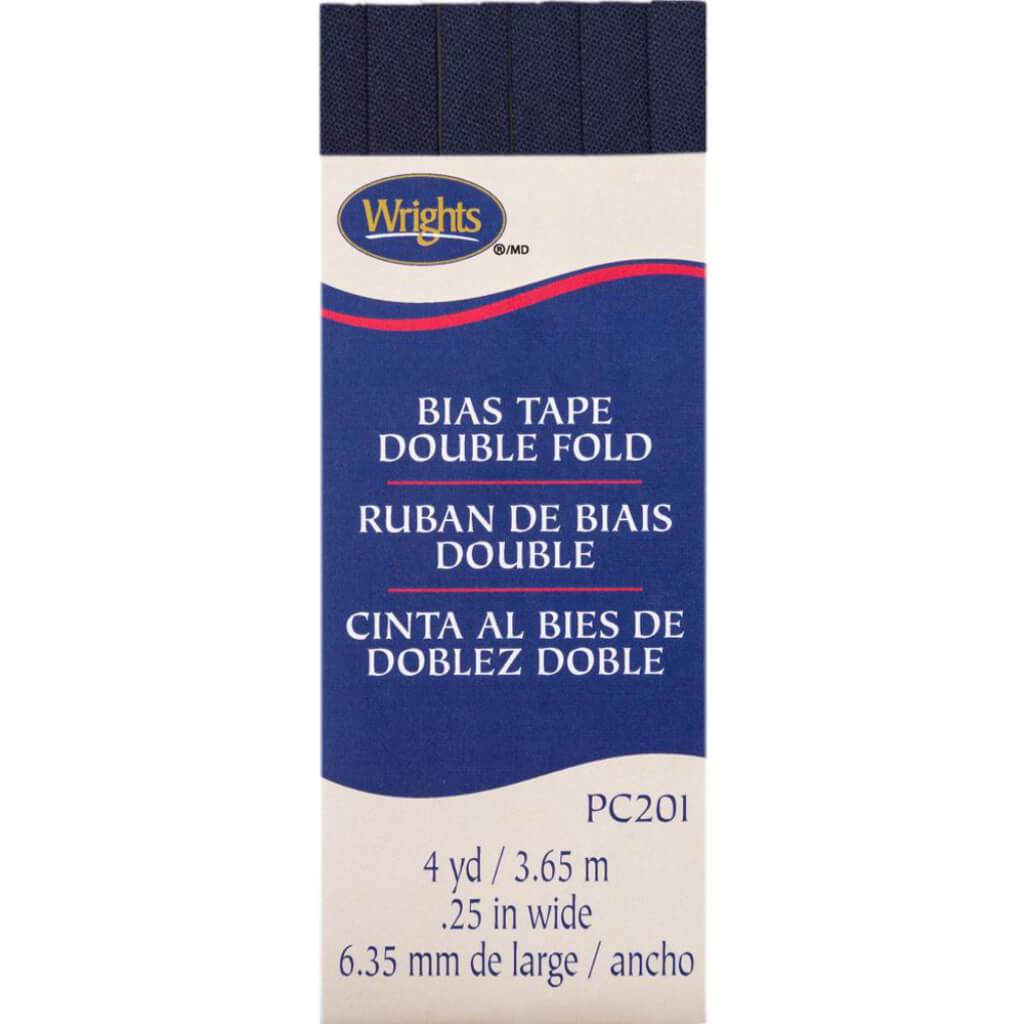 Wrights Double Fold Bias Tape .25in x 4yd Navy