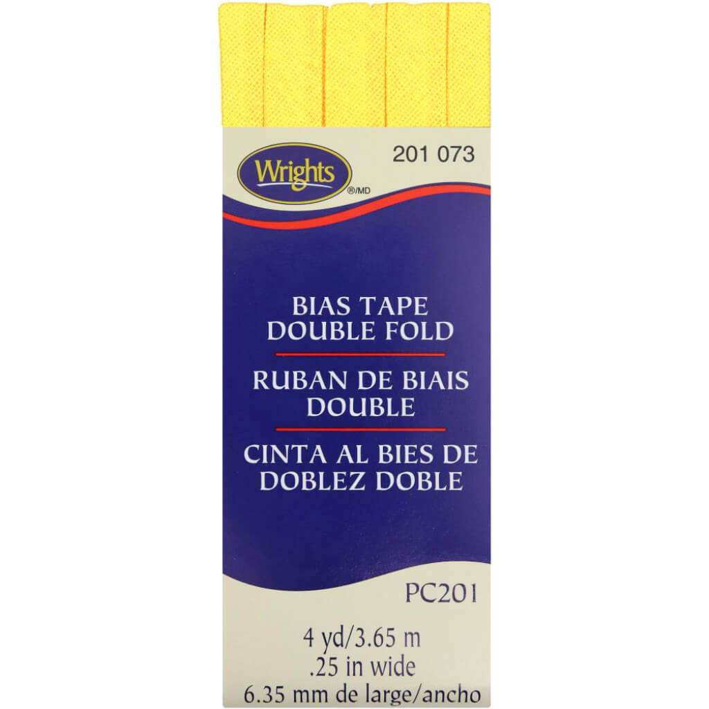 Wrights Double Fold Bias Tape .25in x 4yd Canary