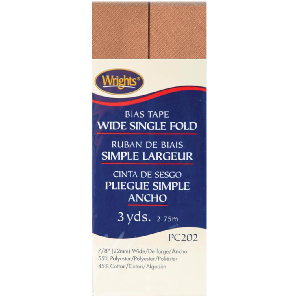 Wrights Single Fold Bias Tape .875in x 3yd Tan
