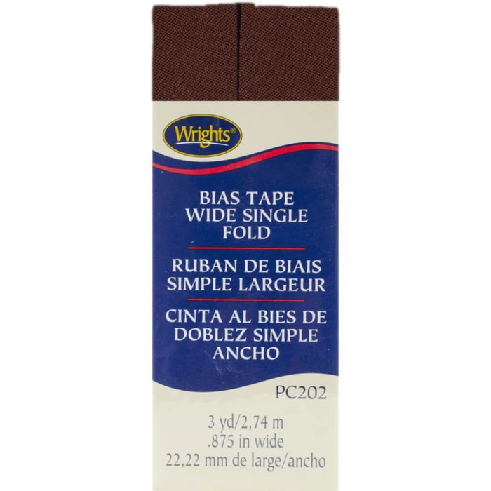Wrights Single Fold Bias Tape .875in x 3yd Mocha
