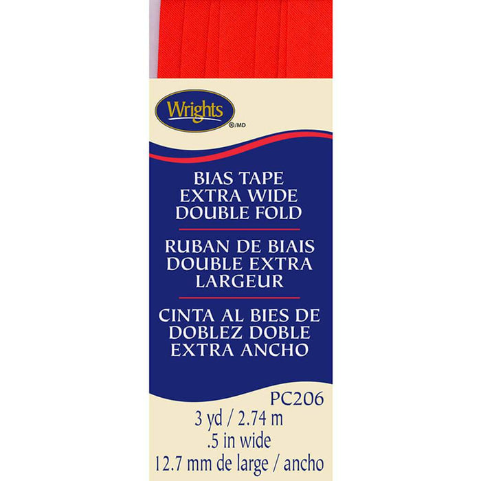 Wrights Double Fold Bias Tape .5in x 3yd Neon Red