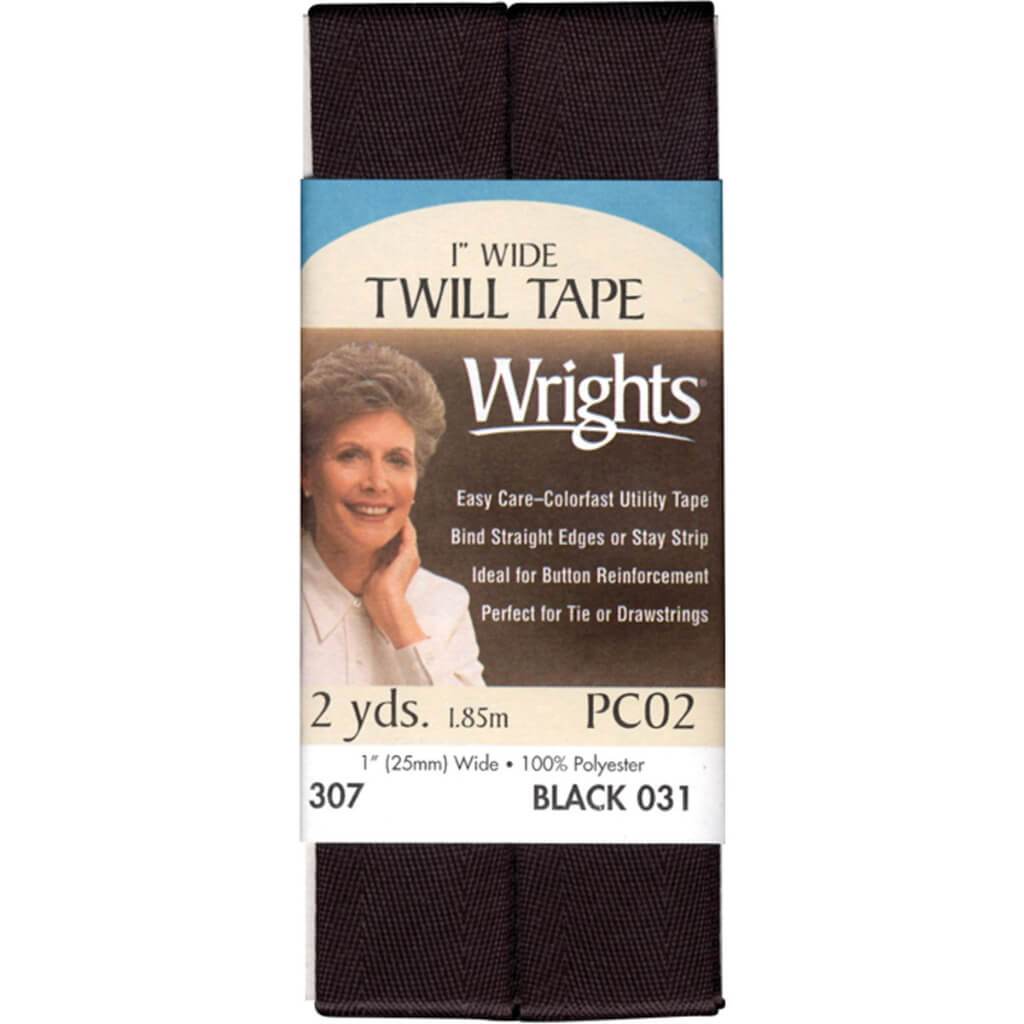 Wrights Twill Tape .25in x 4yd Black