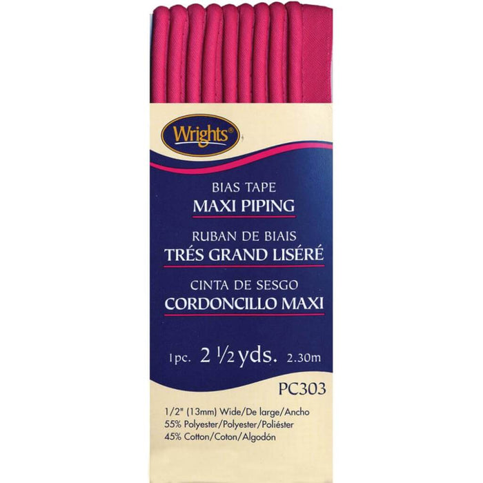 Wrights Bias Tape Maxi Piping .5in x 2.5yd Berry Sorbet