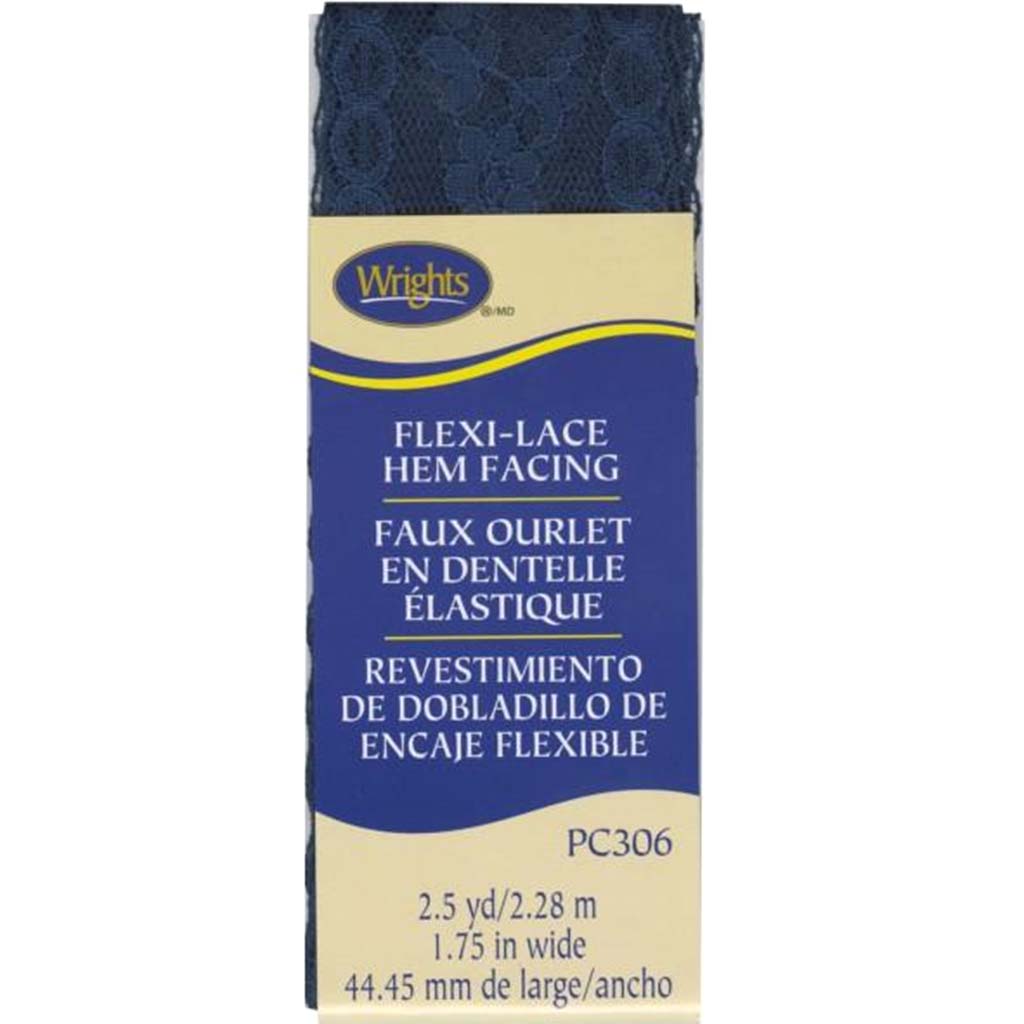 Wrights Flexi-Lace Hem Facing 1.75in x 2.5yd Navy