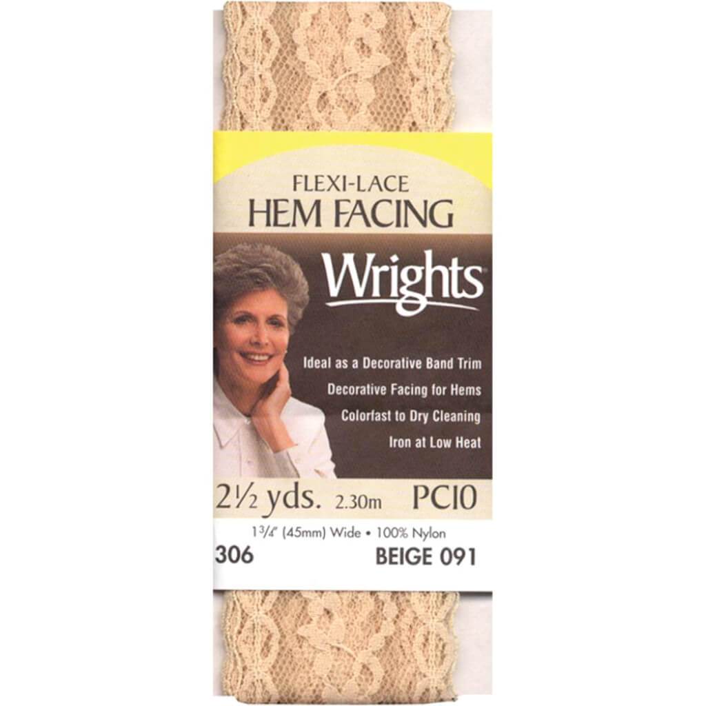 Wrights Flexi-Lace Hem Facing 1.75in x 2.5yd Beige