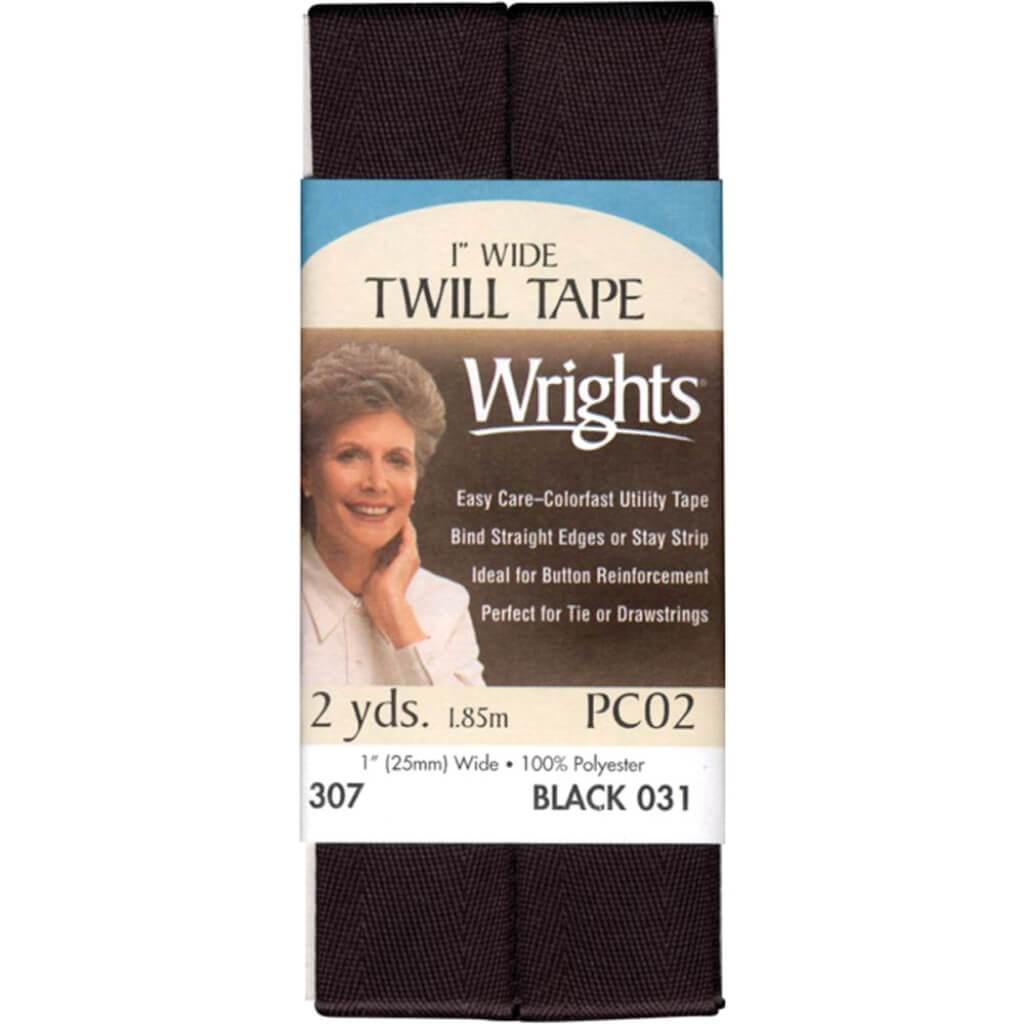 Wrights Twill Tape 1in x 2yd Black