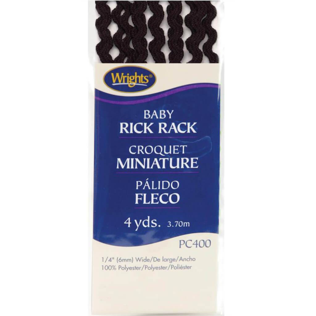 Wrights Baby Rickrack .25in x 4yd Black