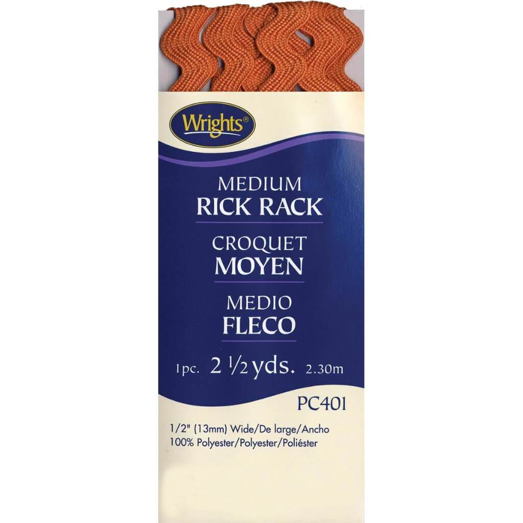 Wrights Medium Rickrack .5in x 2.5yd Carrot