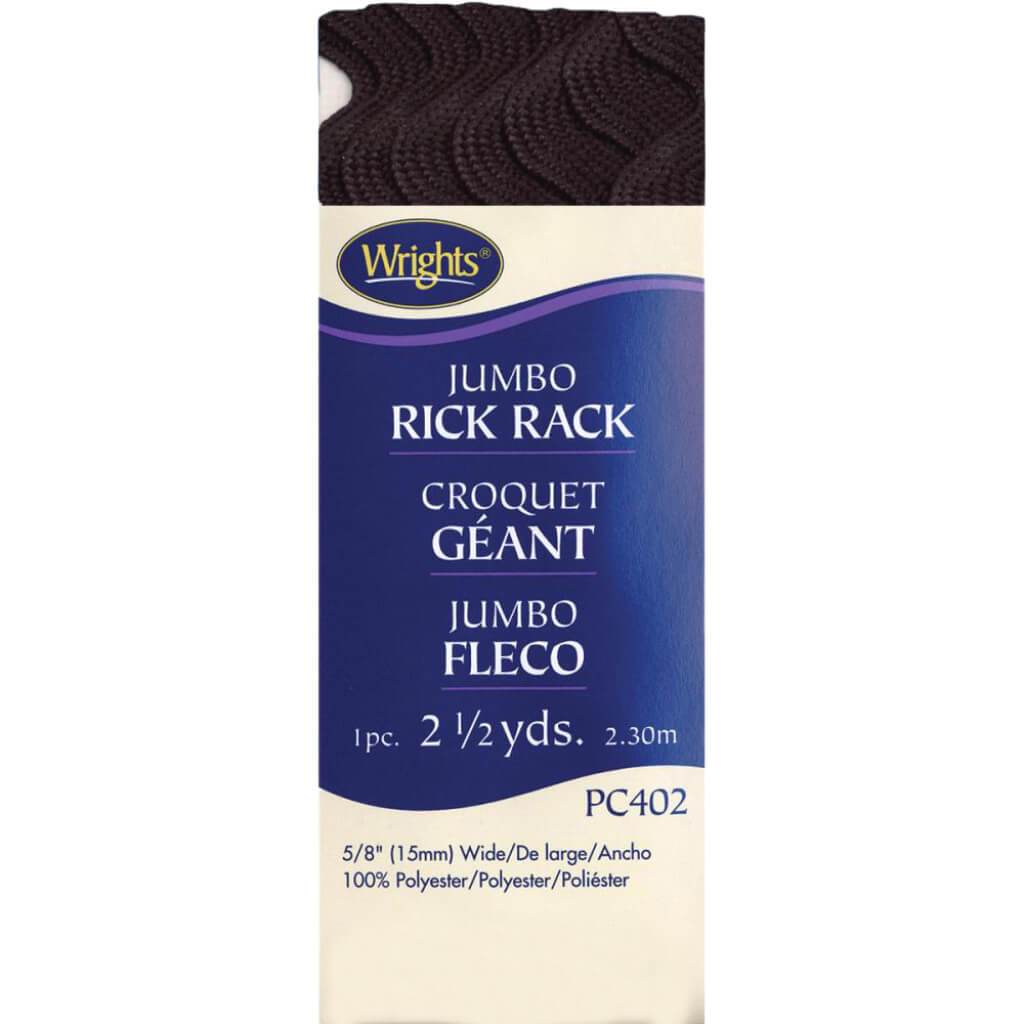 Wrights Jumbo Rickrack .625in x 2.5yd Black