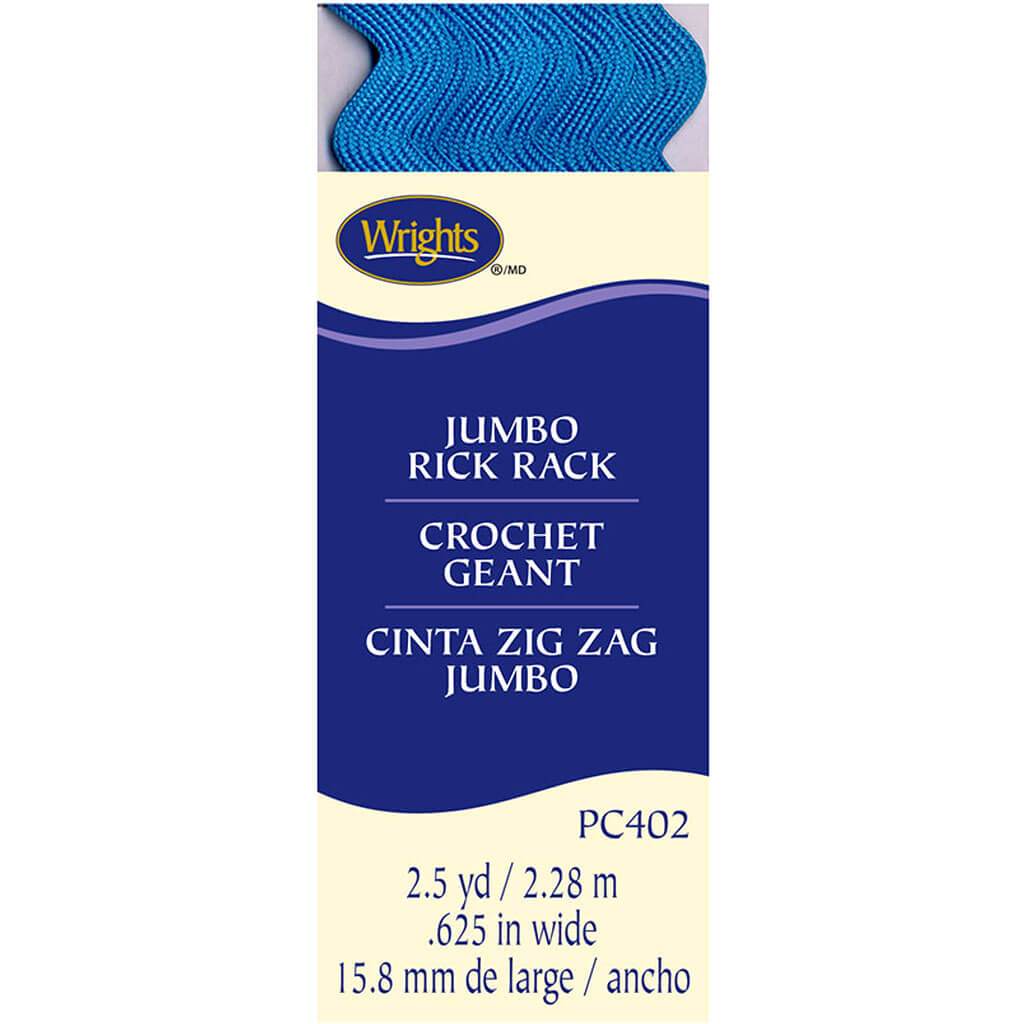 Wrights Jumbo Rickrack .625in x 2.5yd Blue Jewel