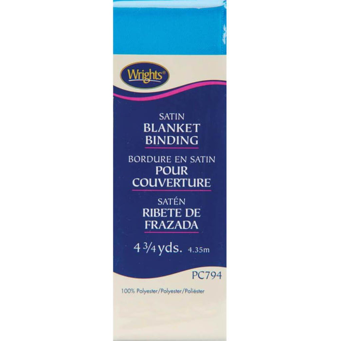 Wrights Single Fold Satin Blanket Binding 2in x 4.75yd Neon Blue