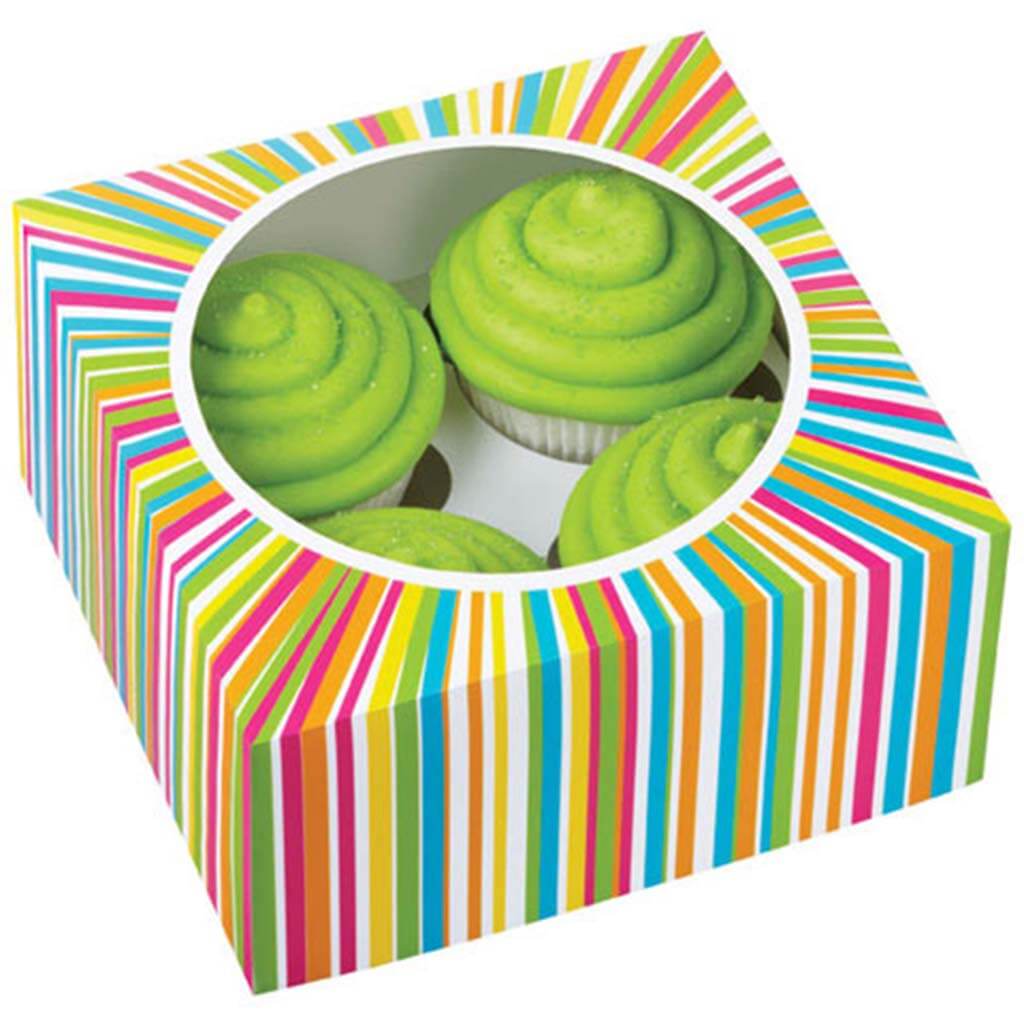 Cupcake Boxes 4 Cavity Colorwheel 3/Pkg