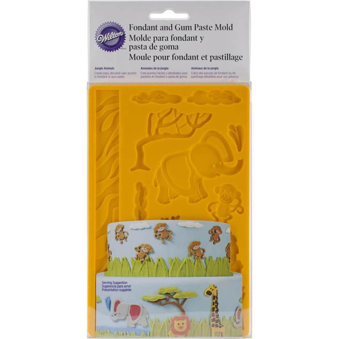 Fondant & Gum Paste Silicone Mold 5in x 7.75in Jungle Animals