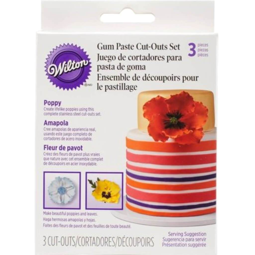 Gum Paste Cutouts 3/Pkg Poppy