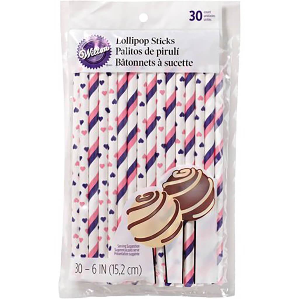 Lollipop Sticks 6in 30/Pkg Pink &amp; Purple