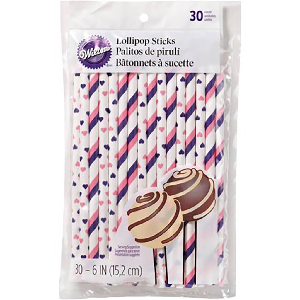 Lollipop Sticks 6in 30/Pkg Pink &amp; Purple