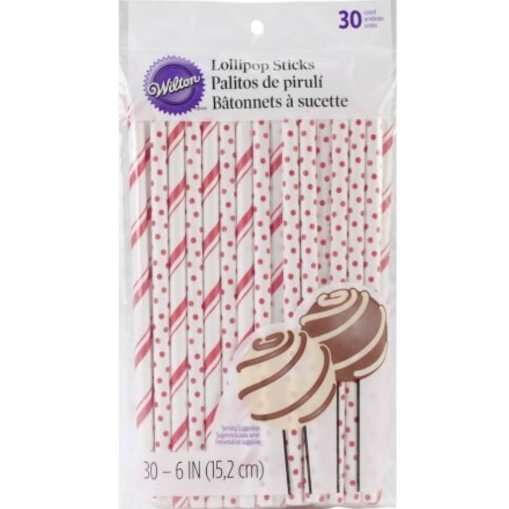 Lollipop Sticks 6in 30/Pkg Red