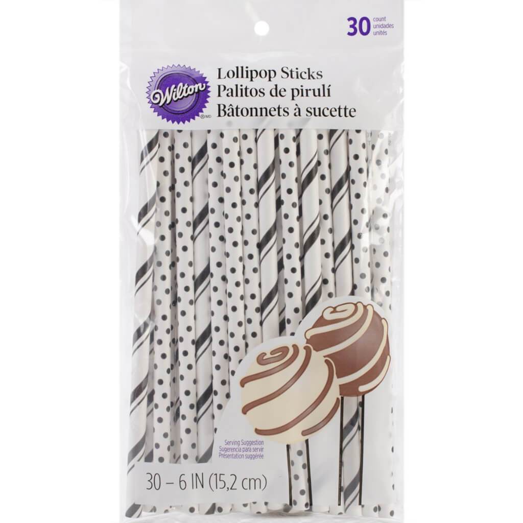 Lollipop Sticks 6in 30/Pkg Black