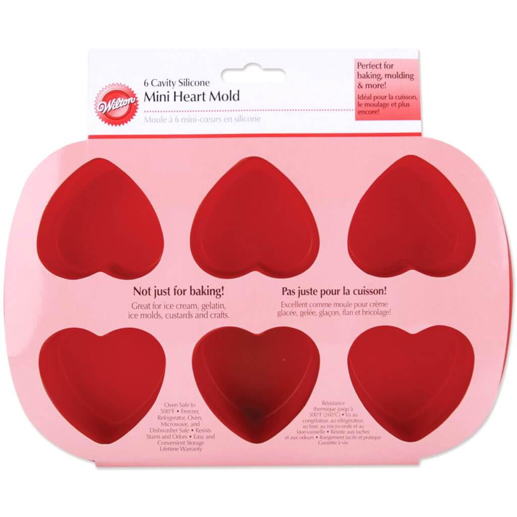 Mini Silicone Mold 6 Cavity Heart 2.5in x 2.5in x 1.25in