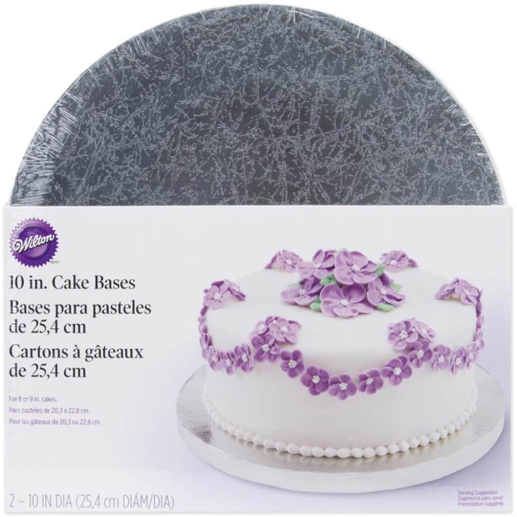 Cake Base 10in 2/Pkg Round Silver