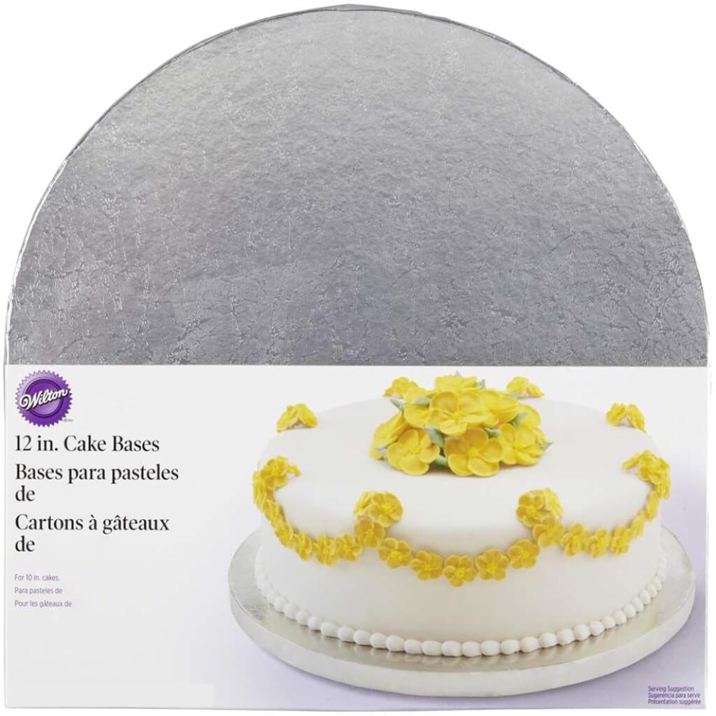 CAKE BASE 12" 2/PKG ROUND SILVER 