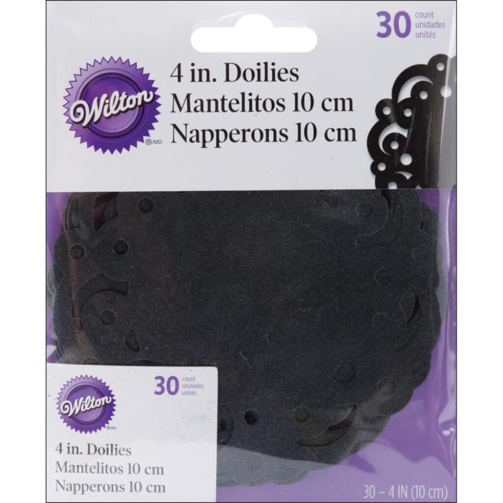 Doilies 4in Round Black Swirl 30/Pkg