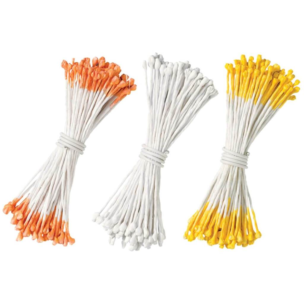 Flower Stamens 2.25in 180/Pkg Yellow, Orange &amp; White