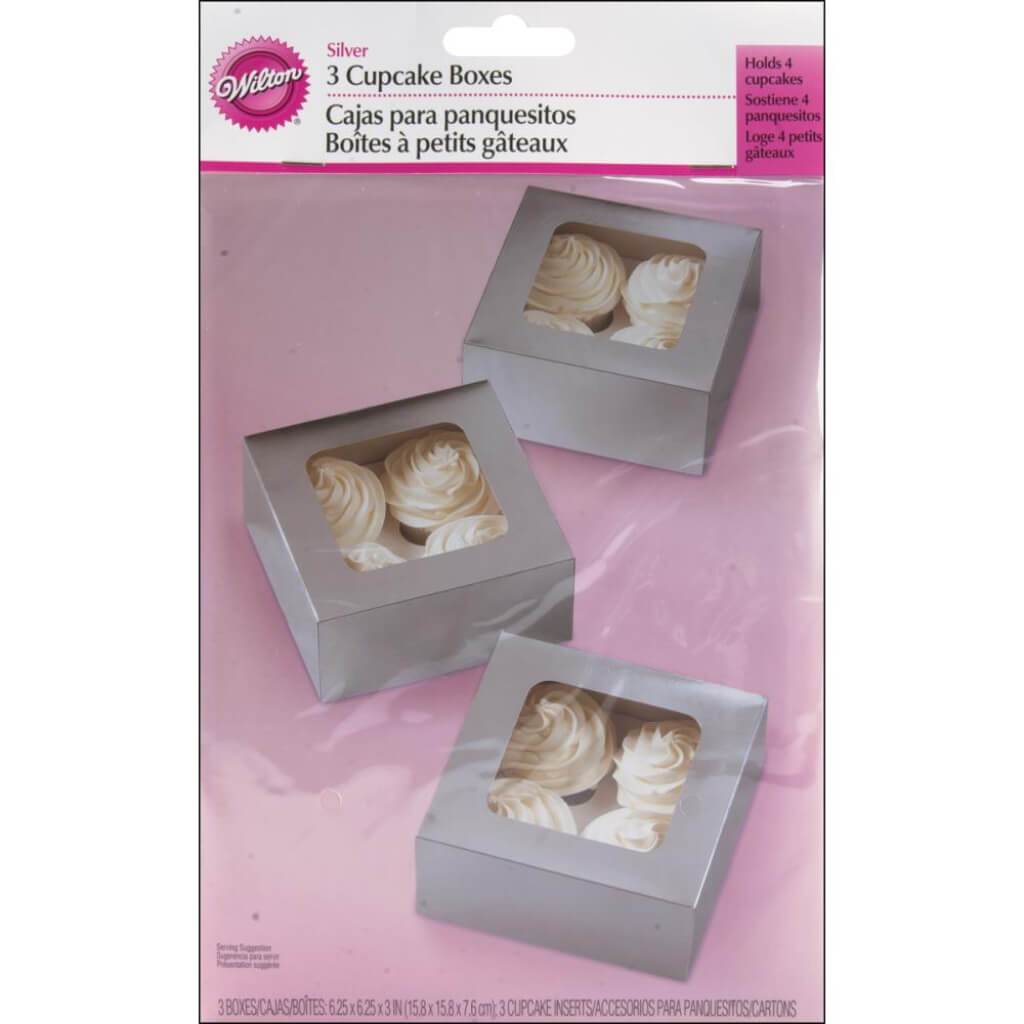 Cupcake Box 4 Cavity Silver