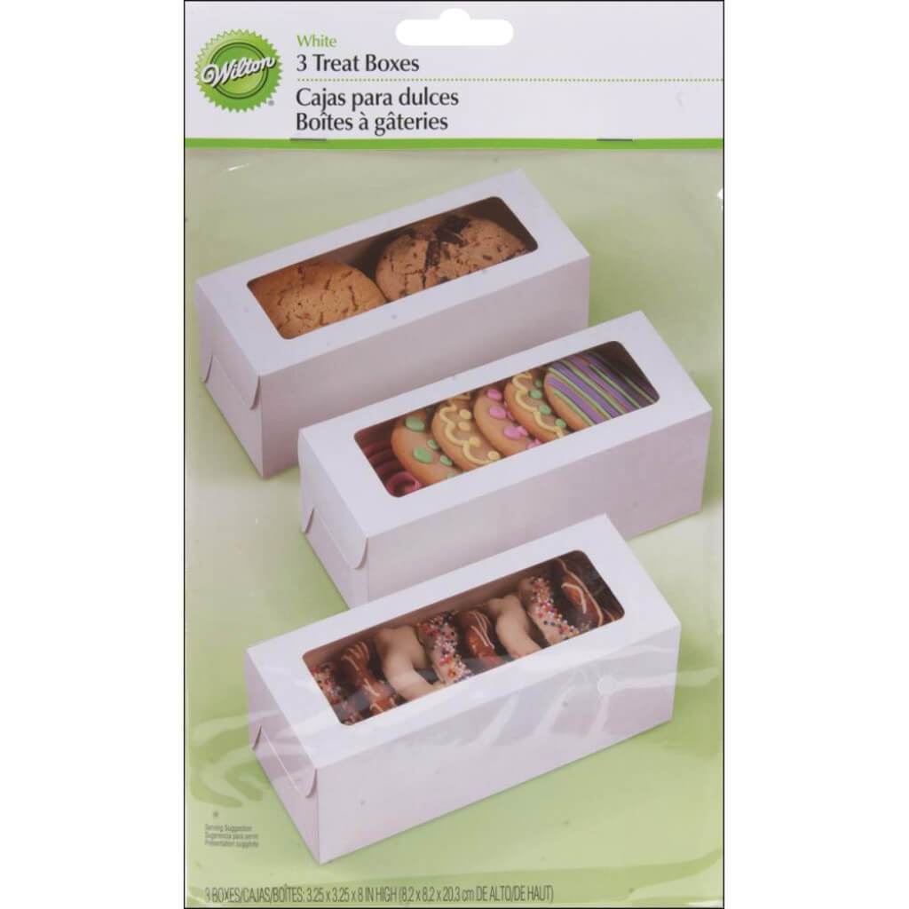 Treat Boxes White 8in x 3.25in x 3.25in 3/Pkg